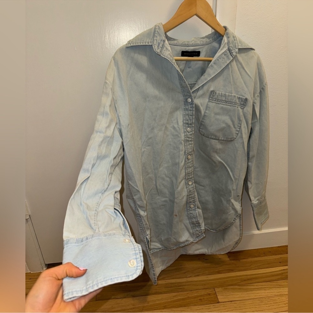 Banana Republic THE OVERSIZED BANDED-COLLAR DENIM SHIRT - Picture 4 of 14